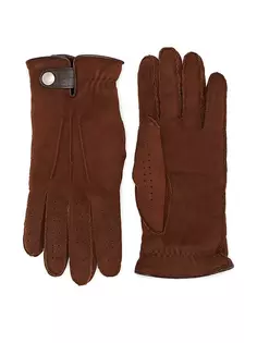 Замшевые перчатки из овчины Brunello Cucinelli, цвет pine cone brown