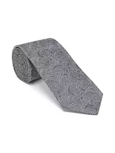 Шелковый галстук с пейсли Brunello Cucinelli, серый