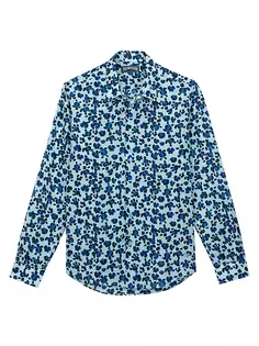 Рубашка на пуговицах с леопардовым принтом Vilebrequin, цвет thalassa