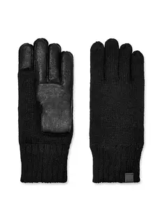 Вязаные кожаные перчатки M на ладонях Ugg, черный