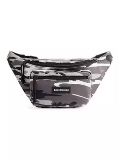 Поясной рюкзак Explorer с камуфляжным принтом Balenciaga, серый