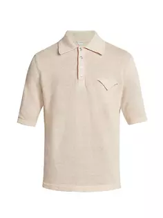 Льняная трикотажная рубашка-поло Bottega Veneta, цвет string