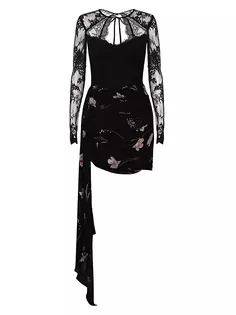 Мини-платье Wilde с кружевом и цветочным принтом Katie May, черный
