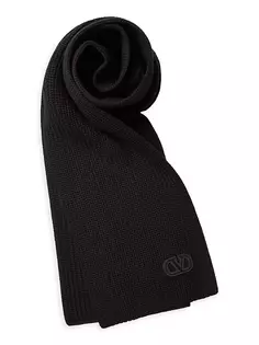 Шерстяной шарф с логотипом VLogo Valentino Garavani, черный