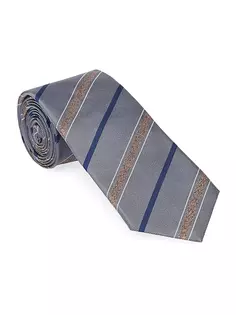 Шелковый галстук в фактурную полоску Brunello Cucinelli, серый