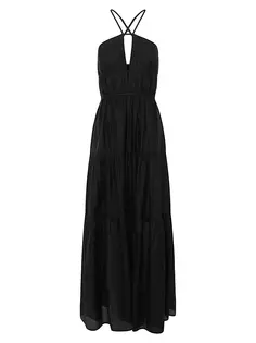 Многоярусное платье макси Seraphina из смесового шелка Bird &amp; Knoll, черный