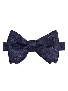 Шелковый галстук-бабочка с пейсли David Donahue, темно-синий