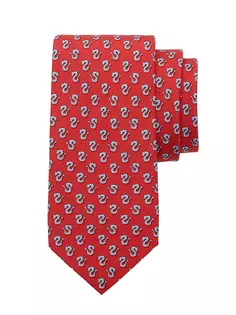 Шелковый галстук «Красный дракон» Ferragamo, красный