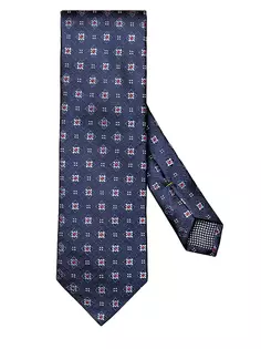 Шелковый галстук с геометрическим рисунком Eton, темно-синий
