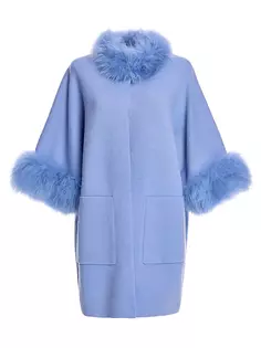 Кашемировое пальто с меховой оторочкой Maximilian, синий