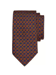 Шелковый галстук с принтом «Волны» Ferragamo, цвет navy orange