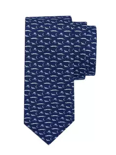 Шелковый галстук «Аллигатор» Ferragamo, темно-синий