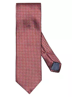 Шелковый галстук с геометрическим рисунком Eton, красный
