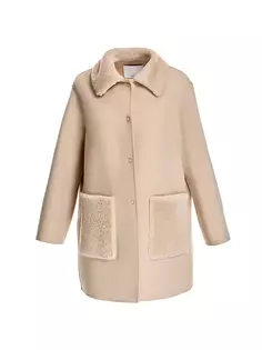 Шерстяное пальто с отделкой из овчины Maximilian, цвет almond