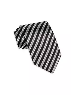 Полосатый шелковый галстук David Donahue, черный