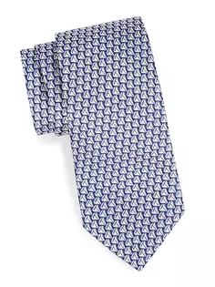 Шелковый жаккардовый галстук «Парусник» Charvet, цвет blue silver