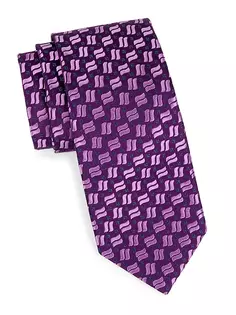 Аккуратный шелковый галстук в несколько полосок Charvet, темно-лавандаровый