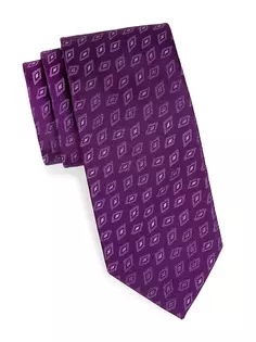 Шелковый жаккардовый галстук с ромбовидными бобами Charvet, фиолетовый