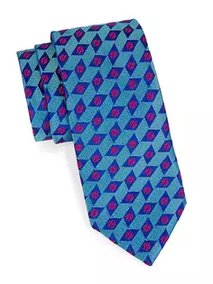 Шелковый галстук «Аккуратное окно» Charvet, синий