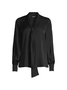 Блуза Ella из шелковой смеси с завязками на воротнике Ungaro, черный