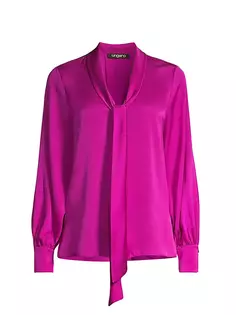 Блуза Ella из шелковой смеси с завязками на воротнике Ungaro, фиолетовый