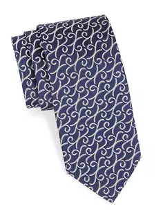 Аккуратный шелковый галстук New с узором пейсли Charvet, цвет navy silver