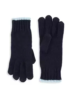 Перчатки из смесовой шерсти для сенсорного экрана Saks Fifth Avenue, темно-синий