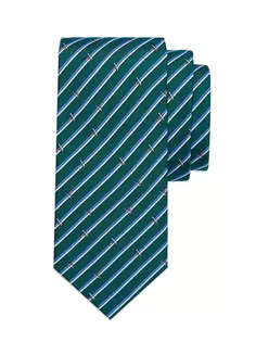 Шелковый галстук в полоску с малярным валиком Ferragamo, зеленый