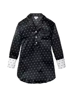 Шелковая ночная рубашка в стиле модерн Petite Plume, черный
