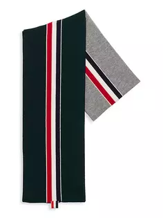 Полосатый шерстяной шарф Thom Browne, серый