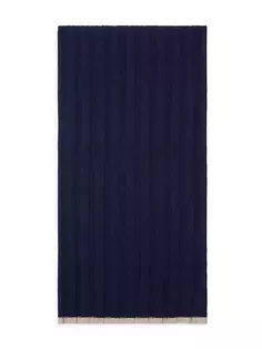 Кашемировый вязаный шарф в рубчик Brunello Cucinelli, синий