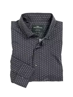 Рубашка из хлопкового поплина с геометрическим принтом Richmond Heights Rodd &amp; Gunn, темно-синий