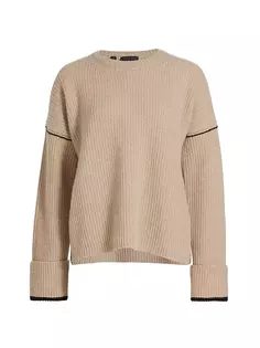 Объемный шерстяной свитер с круглым вырезом Saks Fifth Avenue, цвет mocha