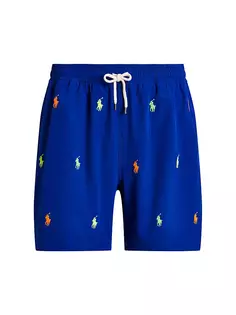 Эластичные шорты для плавания с вышивкой Polo Ralph Lauren, цвет rugby royal