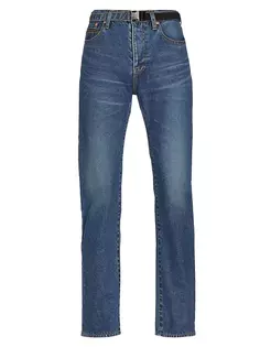 Зауженные джинсовые брюки узкого кроя Sacai, синий