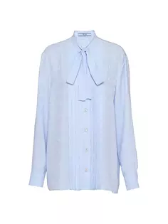 Жаккардовая блузка из крепдешина Prada, синий