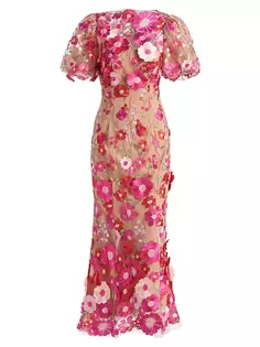 Платье миди Ingrid с цветочной вышивкой Elliatt, мультиколор