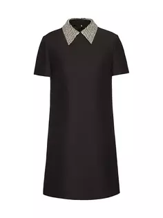 Короткое платье из креп-кутюр с вышивкой Valentino Garavani, черный