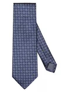 Шелковый галстук с цветочным принтом Eton, темно-синий
