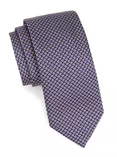 Шелковый галстук с геометрическим рисунком Canali, синий