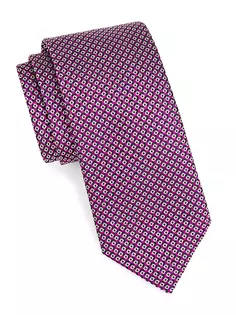 Шелковый галстук с геометрическим рисунком Canali, розовый