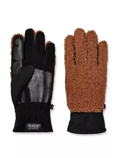 Пуховые перчатки из искусственного меха Ugg, цвет hardwood