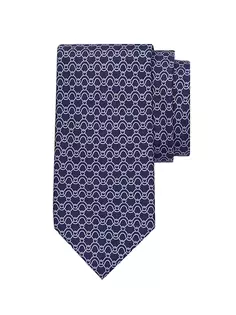 Шелковый галстук с принтом «Волны» Ferragamo, синий