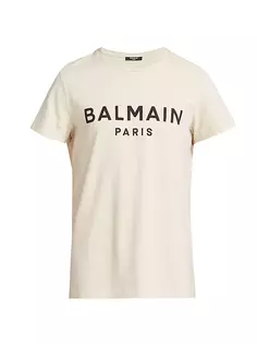 футболка с круглым вырезом и логотипом Balmain, слоновая кость