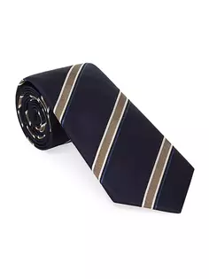 Шелковый галстук в фактурную полоску Brunello Cucinelli, синий