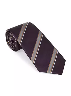Шелковый галстук в фактурную полоску Brunello Cucinelli, фиолетовый