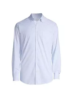 Рубашка в клетку Crown Hanford из твила Peter Millar, синий