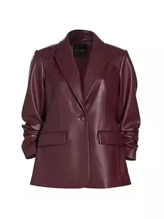 Янтарный кожаный пиджак из веганской кожи Elie Tahari, цвет black cherry