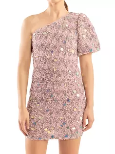 Мини-платье с пайетками на одно плечо Endless Rose, цвет dusty lavender