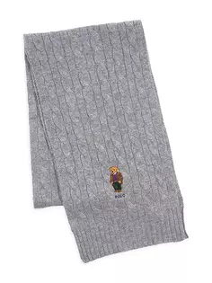 Шерстяной шарф косой вязки Polo Ralph Lauren, цвет andover heather